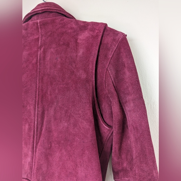 Free People x Understated 100% Leather Moto Jacket, Red/Wine/Burgundy (SIZE XS) - Picture 9 of 16